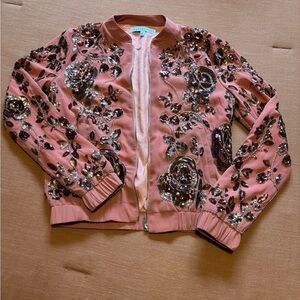 Embellished Pink Bomber Jacket